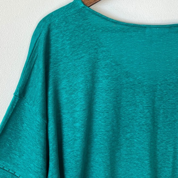 J.‎ Jill Love 100% Linen Dark Teal V Neck Short Sleeve Blouse Top Lightweight L - Picture 13 of 13